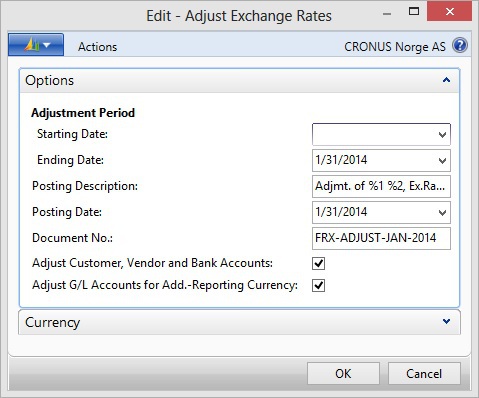 Microsoft Dynamics NAV - Adjust Exchange Rates