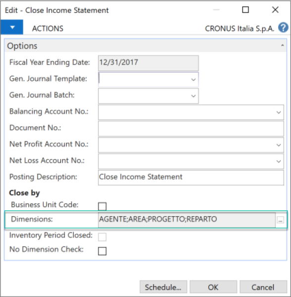 Microsoft Dynamics NAV - Closeing the Fiscal Year by Dimension