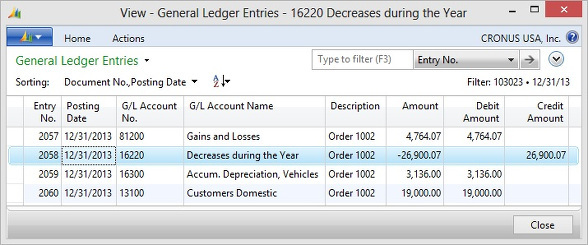 Microsoft Dynamics NAV - General Ledger Entries
